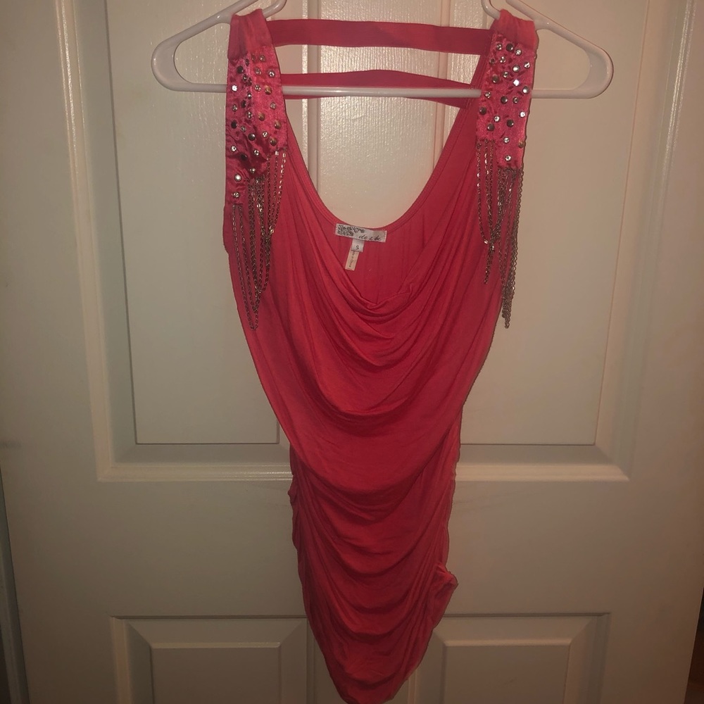 Coral dressy tank top